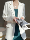 Women's Drape Satin Solid Color Long Sleeve Suit Jacket
