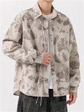 Chinese Style Retro Print Lapel Long Sleeve Tang Suit Shirts for Men