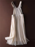 Square Neck Tulle Patchwork Strap Denim Overall Dress For women
