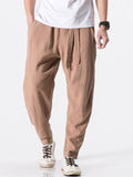 Men's Zen Style Linen Cotton Pants with Front Tie Belt