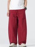 Mens Vintage Simple Loose Fit Wide Leg Baggy Pants