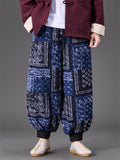 Men's Warm Winter Fleece Printed Drawstring Bloomers Pants