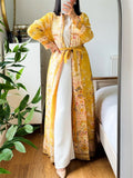 Women's Print Pleated Long Sleeve Cardigan Coat