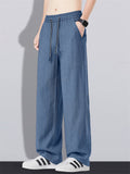 Men Linen Blend Casual Breathable Comfortable Loose Fit Wide Leg Pants