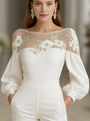 Women's Stylish Shirt With Patchwork Mesh Embroidery