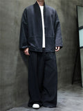 Chinese Style Vintage Men's Loose Fit Cotton Linen Kung Fu Tai Chi Suit Set