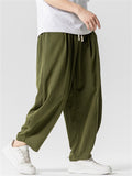 Men's Japanese Style Summer Solid Color Harem Cropped Pants