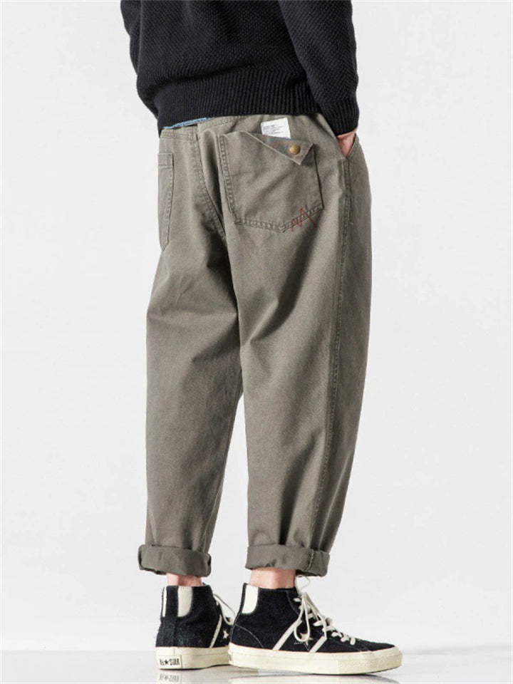 Men's Korean Style Simple Casual Straight Leg Cargo Pants