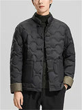 Men's Chinese Style Contrast Cuff Quilted Down Coat