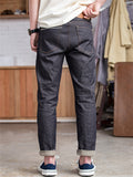 Mens Slim Straight Raw Denim Jeans Dark Wash Casual Pants