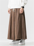 Ethnic Style Pinstripe Woolen Wide Leg Pants for Men