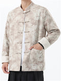 Chinese Style Butterfly Print Stand Collar Jacket Casual Loose Fit for Men