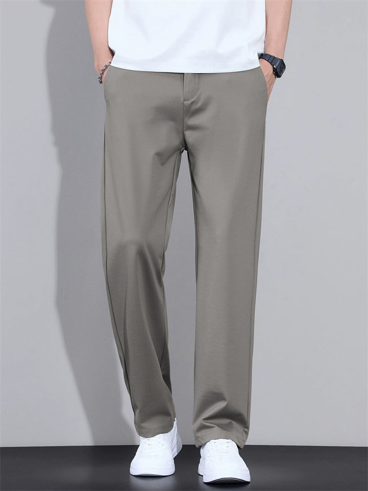 Mens Lightweight Ice Silk Straight Leg Regular Fit Casual Pants