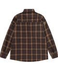 Men's Retro Coffee Plaid Long Sleeve Cargo Shirt