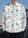 Men's Vintage Butterfly embroideried Long Sleeve Shirt