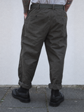 Men's Japanese Style Belted Relaxed Fit Straight Leg Pants
