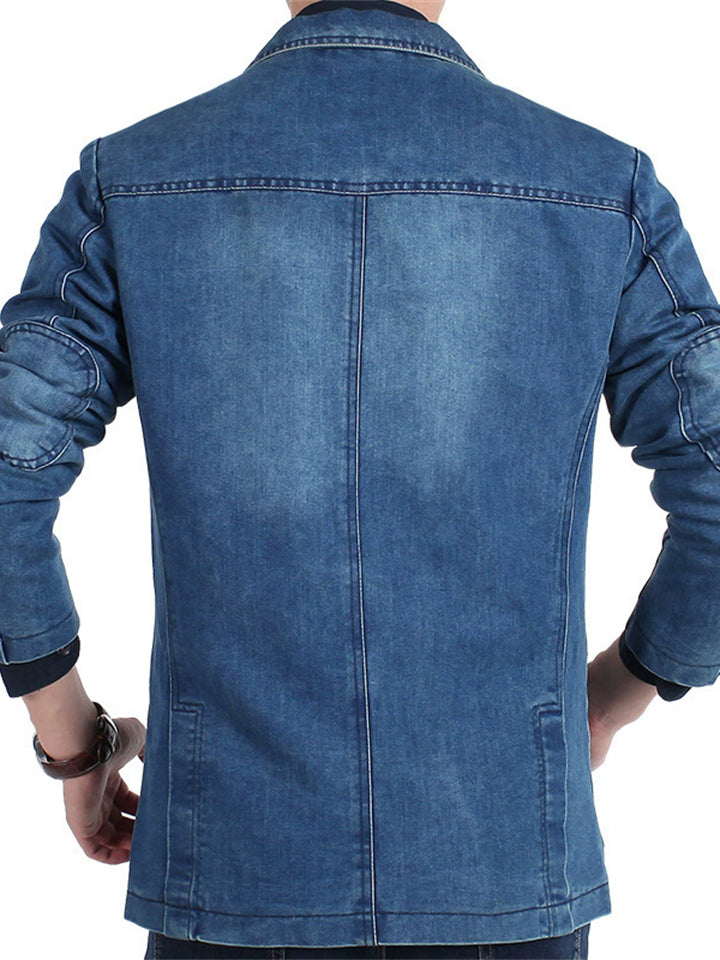 Men's Casual Single Breasted Lapel Suit Collar Denim Jackets