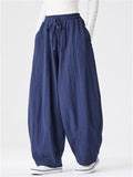 Mens Cotton Japanese Style Loose Wide Leg Harem Pants