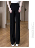 Women's Butterfly Embroidery Comfy High Waisted Wide Leg Ice Silk Pants