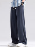 Mens Summer Wide Leg Drawstring Casual Pants Baggy Trousers