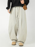 Men's Retro Solid Color Drawstring Wide Leg Scimitar Cargo Pants