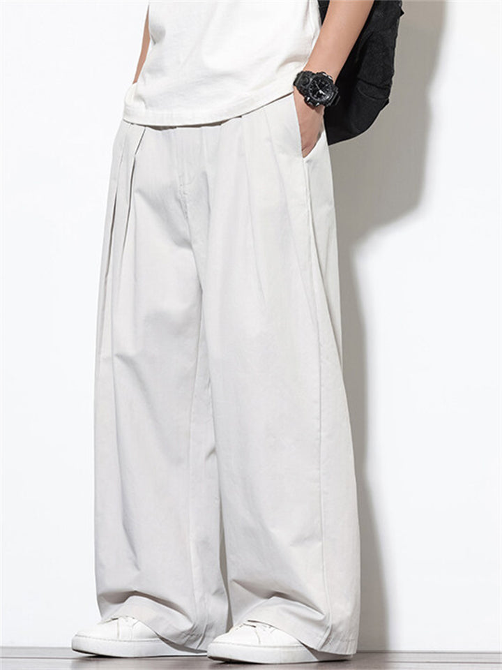 Men's Summer Trendy Solid Color Casual Wide Leg Pants