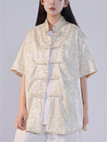 Women's Summer Jacquard Stand Collar Casual Tangsuit Shirts