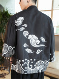 Chinese Zen Style Print Long Sleeve Cardigan for Men