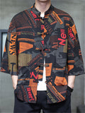 Men's Summer Trendy Chinese Style Printed Button Up TangSuit Shirt