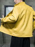 Men's Retro Snakeskin Print Tang Suit Faux Suede Jacket