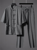 Men's Traditional Chinese Tang Suit 2-Piece Linen Set