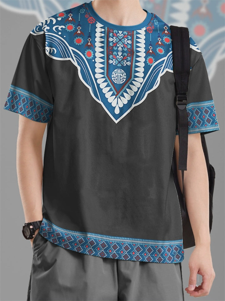 Men's Ethnic Style Totem Printed Quick-Dry Short Sleeve Shirts