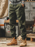 Mens Vintage Cargo Jogger Pants Utility Workwear Trousers