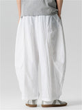 Men's Japanese Style Casual Solid Color Drawstring Wide Leg Pants