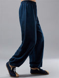 Chinese Style Ramie Loose Elastic Waist Kung Fu Pant for Men