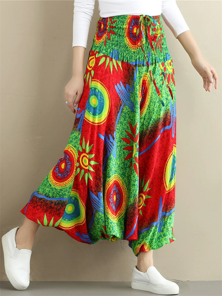 Casual Print  Drop Crotch Pants Travel Pants for Women