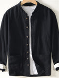 Oriental Style Ramine Causal Men's Stand Collar Long Sleeve Shirts