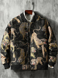 Men's Casual Embroidery Stand collar Long Sleeve Jacket