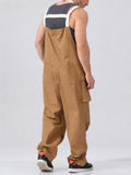 Mens Japanese Style Multi Pocket Cargo Bib Overalls Relaxed Jumpsuit