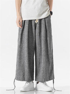 Male Stylish Lightweight Cotton Linen Summer Drawstring Pants