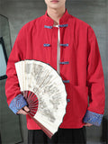 Men's Retro Chinese Style Contrast Color Corduroy Tangsuit Jackets