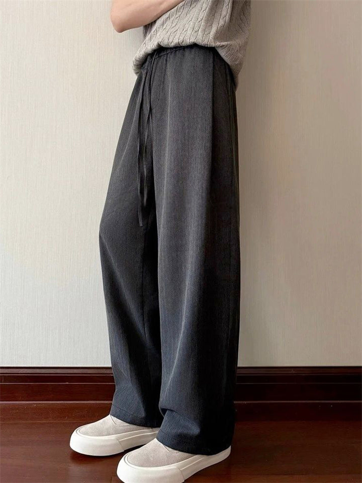 Men's Simple Cozy Wide Leg Relaxed Fit Casual Drawstring Pants