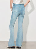 Women's Blue Embroidery High-rise Bootcut Jeans