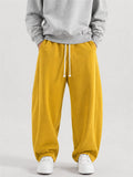 Mens Summer Drape Loose Fit Drawstring Curved Leg Pants