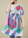 Cute Colorful Cartoon Elephant Summer Oversized Shirt for Women