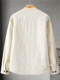 Men's 2Pcs Comfy Autumn Cotton Linen Solid Color TangSuit Outfit