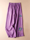 Women's Simple Comfy Ethnic Style Embroidered Wide Leg Pants