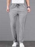 Mens Cool Straight Leg Stretchy Drawstring Waist Casual Pants