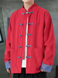 Men's Retro Chinese Style Contrast Color Corduroy Tangsuit Jackets