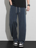 Mens Loose Fit Drawstring Streetwear Baggy Wide Leg Pants